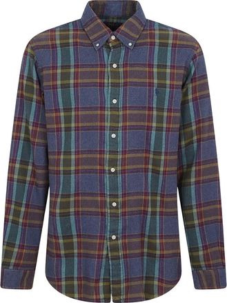 Ralph Lauren Gestreken Flanellen Overhemd - Heren - Casual Overhemden - Blauw - XL - Katoen - Overhemden