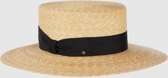 Gucci Straw Hat With Grosgrain Detail, Size XXL, Neutral