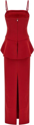 Rotate 3D Floral-Detail Cr&ecirc;pe Dress - Red