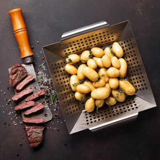 OEM Bandeja Para Barbacoa De 29,5 X 29,5 X 5,5 Cm, 100 % Acero Inoxidable - Accesorio Para Barbacoas El&eacute;ctricas, Ideal Para Asar Verduras - Compatible Con