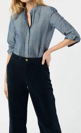 Ann Mashburn Alden Button Front Shirt In Indigo Cotolino Chambray