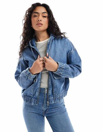 Only Giacca di jeans con cappuccio blu medio