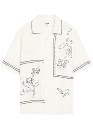Wax London Didcot Floral-embroidered Linen Shirt - White - Xxl