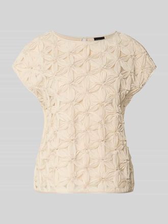 s.Oliver Black Label Regular Fit Kurzarmbluse mit 3D-Effekt in Sand, Gr&ouml;&szlig;e 34