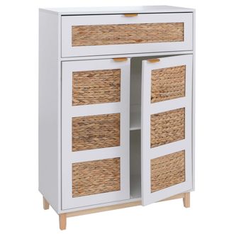 Hhg [nunca Usado] C&oacute;moda Hhg-185, Armario, Aparador Alto, Mdf Melaminado Con Frente De Jacinto Acu&aacute;tico, 115 X 80 X 35 Cm, Blanco