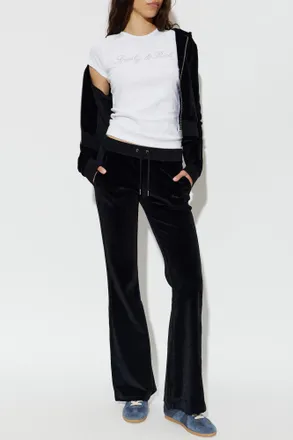 Sporty & Rich Velvet Sweatshirt From The Rich Girl Drop Collection, Womens, Black