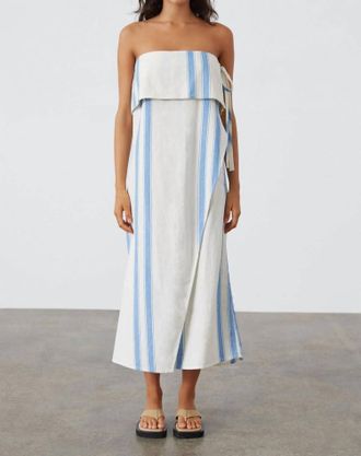 Zulu & Zephyr Marine Stripe Dress In White And Blue