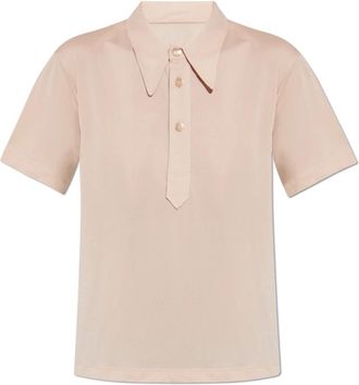 Maison Margiela Polo met korte mouwen - Dames - Polos - Roze - S - Leer - Tops