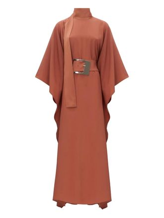 Taller Marmo Maxi-jurk met vleermuismouwen en ceintuur - Bruin