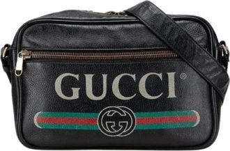 Gucci Pre-owned Cross Body Bags, female, Black, Size: ONE SIZE Pre-owned Leather Cross Body Bag