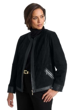 Jessica London Suede Lady Jacket in Black at Nordstrom, Size 18