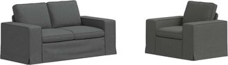 vidaXL Juego De Sof&aacute; 2 Uds. Gris Oscuro Tela Vidaxl