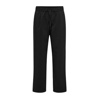 Only & Sons Broek met veter sluiting - Heren - Straight fit broeken - Zwart - XL - Polyester - Broeken