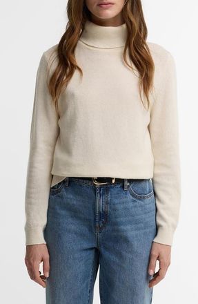 Barbour Pendle Elbow Patch Wool & Cotton Turtleneck Sweater in Ecru/birchwood Tartan at Nordstrom, Size 12