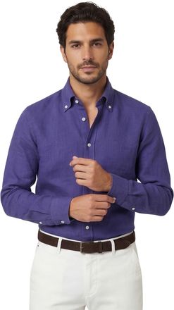John Miller Slim Fit John Miller overhemd blauw linnen