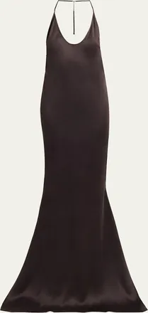 Tom Ford Draped Backless Satin Gown