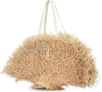 Roger Vivier Womens Vivier Tote Beige Raffia Straw