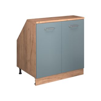 Vicco Armario De Cocina Para Techo Inclinado R-line, Gris Azulado, 80 Cm Con 2 Puertas, 60 Cm De Profundidad, Vicco