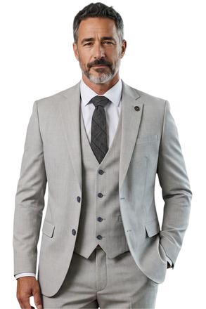 TruClothing Heren Grijze 3-Piece Prince Of Wales Check Tailored Fit Formele Pak - IM31