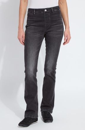 Lyss&eacute; Estelle Pull-On High Waist Flare Jeans in Distressed Black at Nordstrom, Size X-Large
