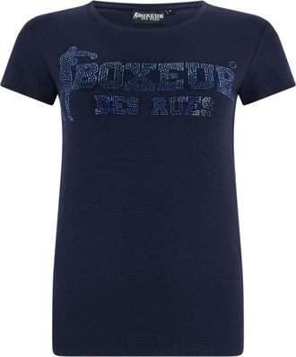 Boxeur Des Rues T-Shirt BOXEUR DES RUES BOXEUR DES RUES T-Shirt Rhiestone Logo T-Shirt, Damen, Gr. XS, blau, Obermaterial: 95% Baumwolle CO. 5% Elasthan EL., Shirts T