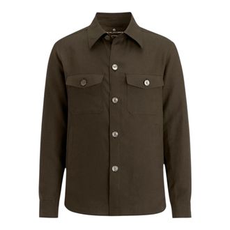 Oscar Jacobson Maverick Linnen Overshirt - Heren - Casual Overhemden - Bruin - XL - Linnen - Overhemden