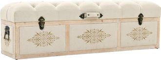 vidaXL Banco De Almacenaje Madera Maciza De Abeto Y Tela 110 Cm Vidaxl