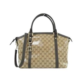 Gucci Pre-owned Handbags, female, Beige, Size: ONE SIZE Pre-owned GG Crystal Leather Tote Bag