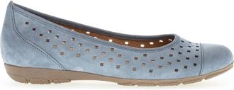 Gabor Hemelsblauwe Slip-On Zomer Ballerina - Dames - Ballerinas - Blauw - 37 EU - Leer - Schoenen