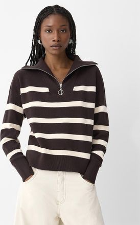 Vero Moda Womens Stripes zippered-collar sweater