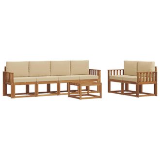 vidaXL Conjunto De Sof&aacute;s De Exterior Con Coj&iacute;n 7 Pcs Natural Y Beige Vidaxl