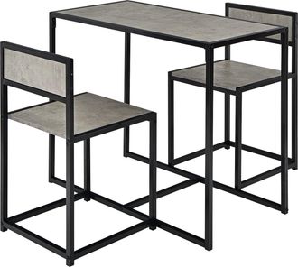 Costway Costway Juego De Mesa Y 2 Sillas De Comedor Grupo De Mueble Con Marco De Metal Para Bar Habitaciones Peque&ntilde;as Cocina Bistr&oacute; (gris)