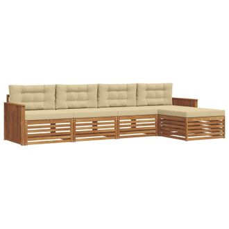 vidaXL Conjunto De Sof&aacute;s De Exterior Con Coj&iacute;n 5 Pcs Natural Y Beige Vidaxl