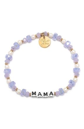 Little Words Project Mama Beaded Stretch Bracelet in White at Nordstrom, Size Small