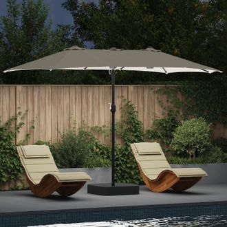 Berkfield Home Garden Parasol Folding Sand 385 x 209 x 244 cm Fabric in Brown