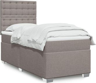 vidaXL Vidaxl - Cama Box Spring Con Colch&oacute;n Tela Gris Taupe 90x190 Cm