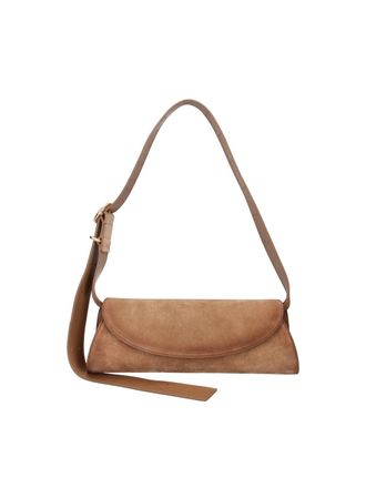 Jil Sander Brown Cannolo Calf Suede Shoulder Bag