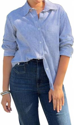Drew Scottie Button Down Shirt In Navy White Stripe