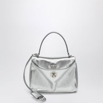 Balenciaga Mini Rodeo bag in shiny silver leather with python print