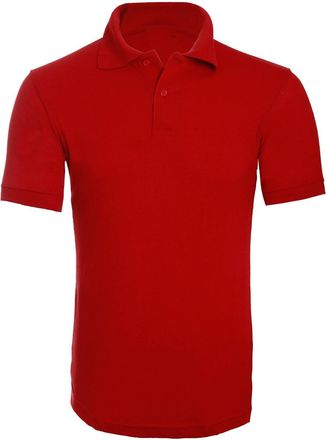 Generic Mens Plain Casual Short Sleeve Polo T Shirt Casual Work Wear Top (Red, XXL)