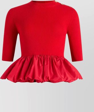 Patou ribbed wool jumper ruffle hem