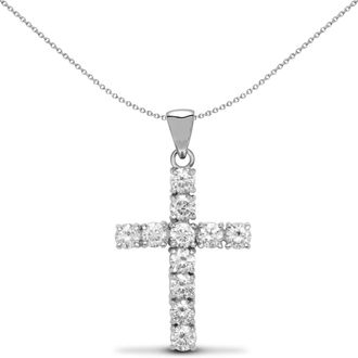 Jewelco London 18ct White Gold 1ct Diamond Eternity Cross Pendant - 18X025