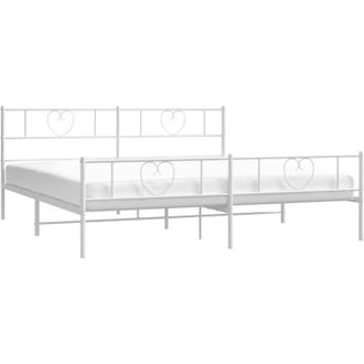 vidaXL Vidaxl - Estructura Cama Sin Colch&oacute;n Con Estribo Metal Blanco 193x203 Cm