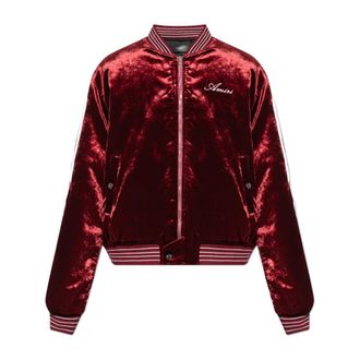 Amiri Bomber Jackets, male, Red, Size: XL Velour Bomber Jacket