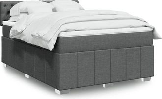 vidaXL Vidaxl - Cama Box Spring Con Colch&oacute;n Tela Gris Oscuro 160x200 Cm