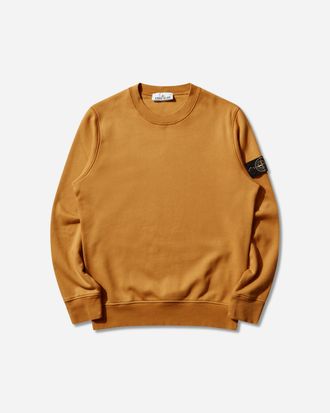Stone Island Men s Organic Cotton Fleece Crewneck Sweatshirt Mustard