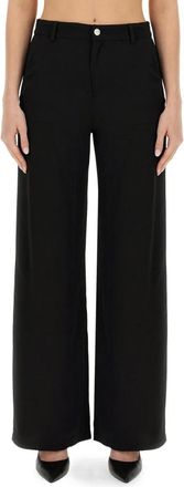 Moschino Broeken, Dames, Zwart, L, Palazzobroek met hoge taille
