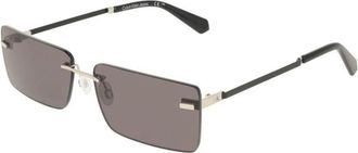 Calvin Klein Jeans Rechthoekige Zonnebril - Heren - Zonnebrillen - Grijs - 61 MM - Accessoires