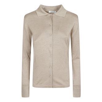 Max Mara Fijngebreid Vest met Knoopsluiting - Dames - Vesten - Beige - L - Truien & Vesten
