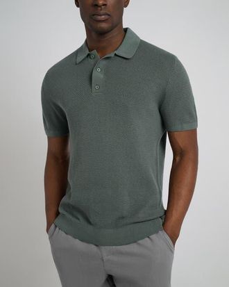 Onia Cotton Textured Knit Polo in Agave at Nordstrom, Size Xx-Large S